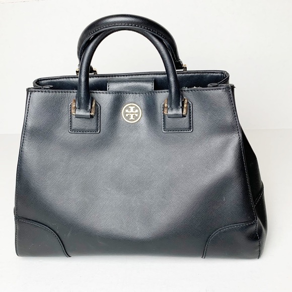 Tory Burch Black Robinson Triangle Tote - Picture 1 of 12